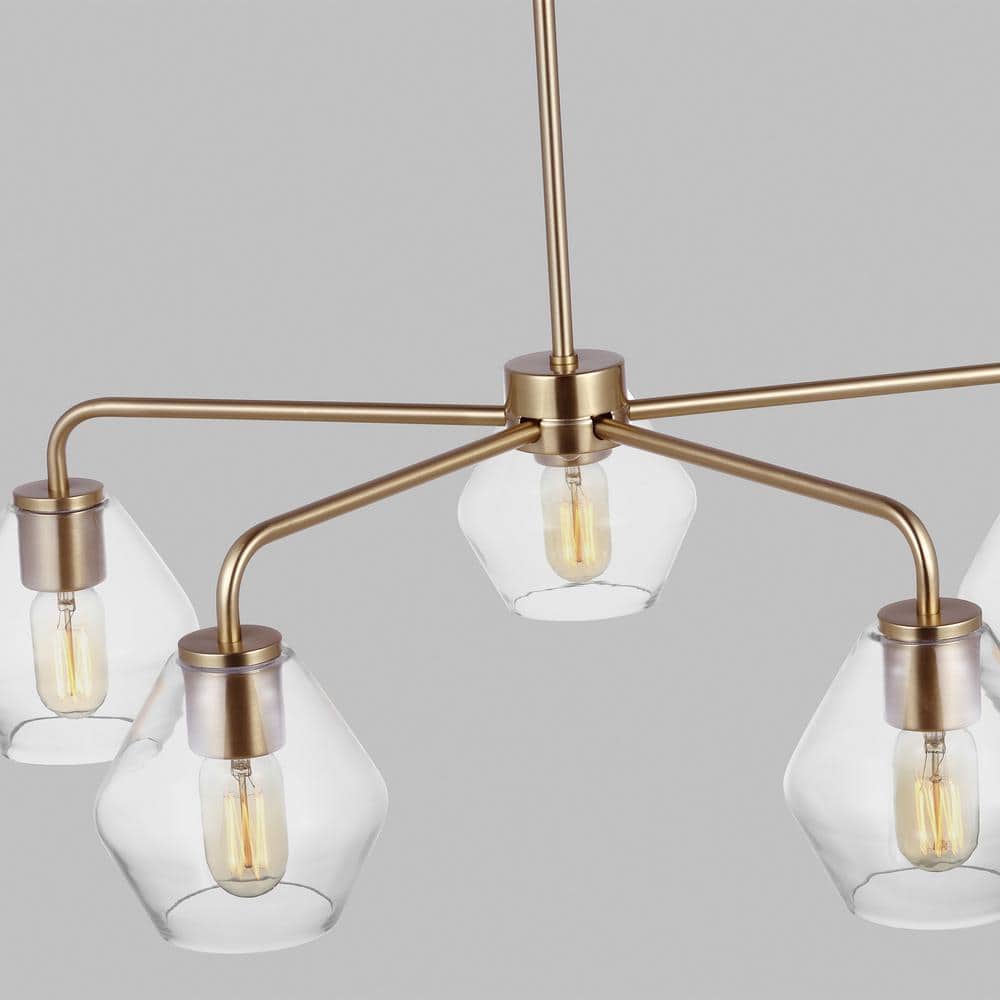 Satin Brass Jett 5-Light Industrial Farmhouse Outdoor Chandelier