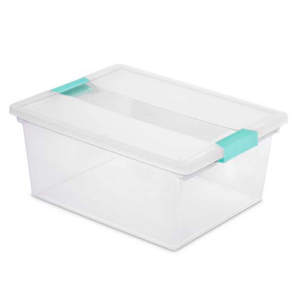 Clear Plastic Stackable Storage Bin with Latching Lid, 14" x 11"