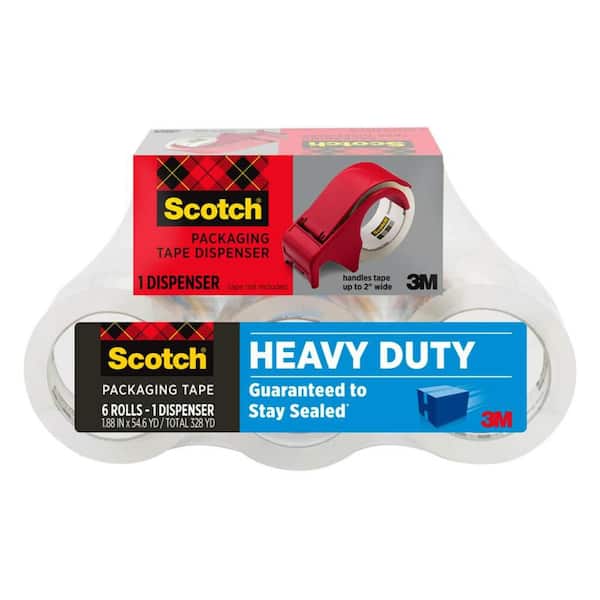 1.88 in. x 163.8 ft. Heavy Duty Shipping Packaging Tape with Dispenser (6-Rolls/Pack)