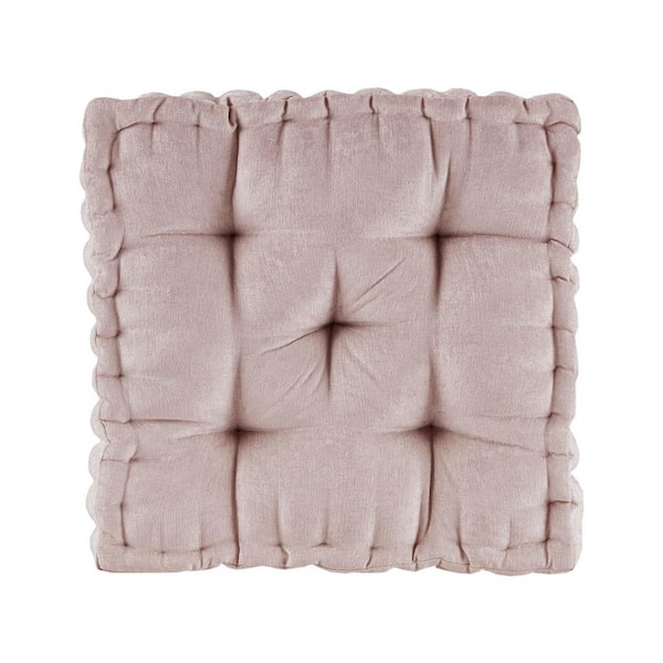 Tatahance Blush Pink Scalloped Edge Design Square Poly Chenille Floor Pillow Cushion 20 in. x 20 in. Throw Pillow Z03596303 The Home Depot