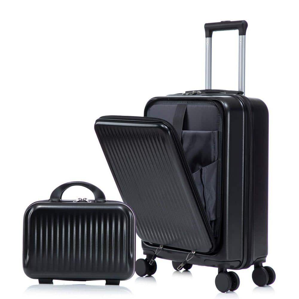 INNOBULE 2 Pcs Black ABS Plastic Hardside Spinner Wheels Luggage
