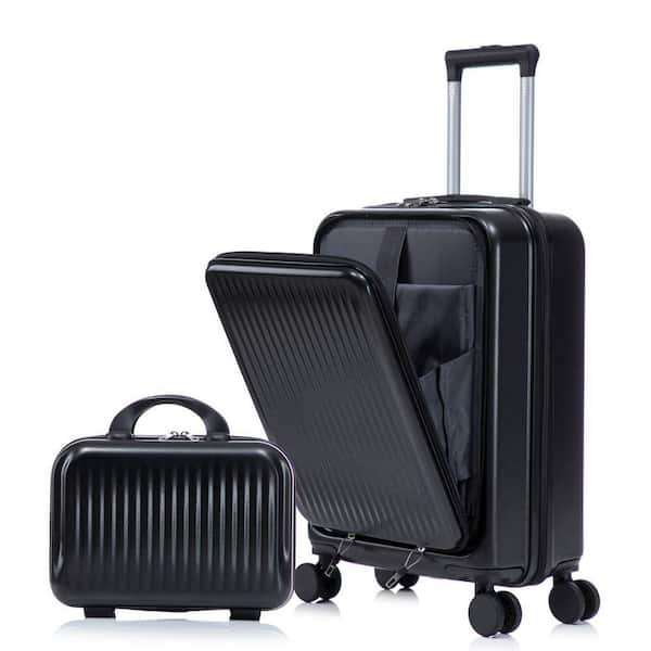 INNOBULE 2 Pcs Black ABS Plastic Hardside Spinner Wheels Luggage