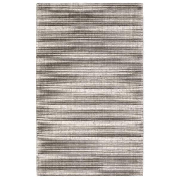 5 ft. x 8 ft. Gray And Ivory Striped Hand Tufted Area Rug
