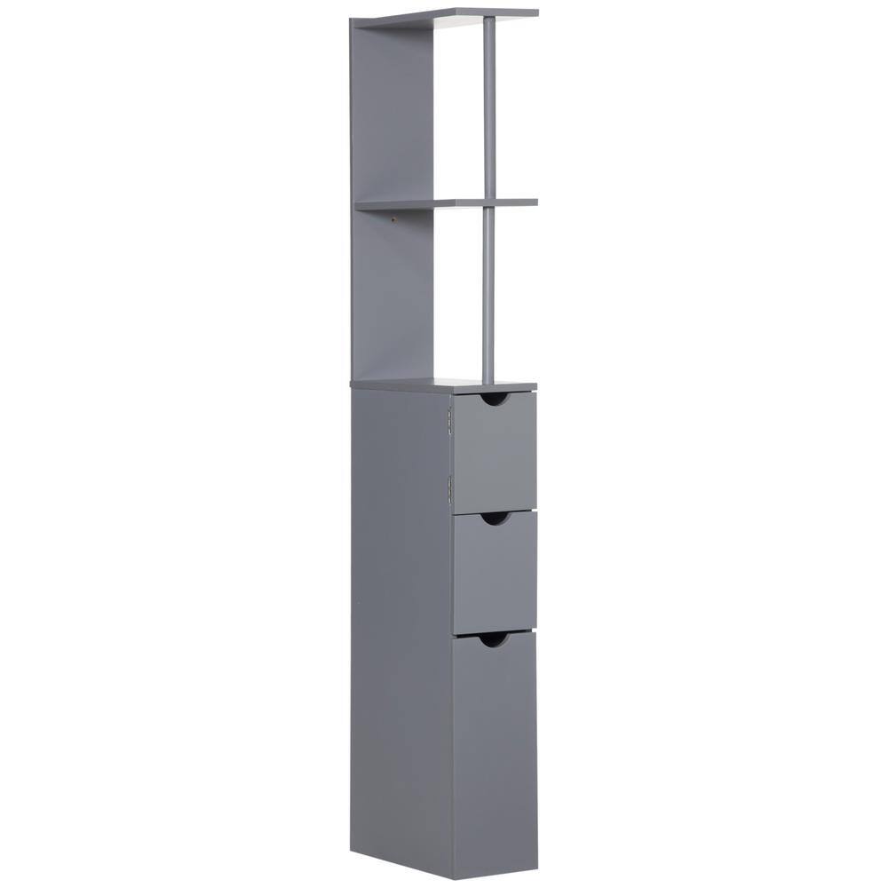 6 in. W x 13 in. D x 54 in. H Gray Freestanding 1-Door Bathroom Linen Cabinet with 2-Drawers and Open Storage Shelves price history on PriceWatchPro