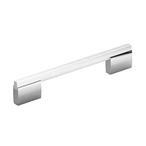 Bloomsbury Collection 7-9/16 in. (192 mm) Modern White and Chrome Rectangular Cabinet Bar Pull