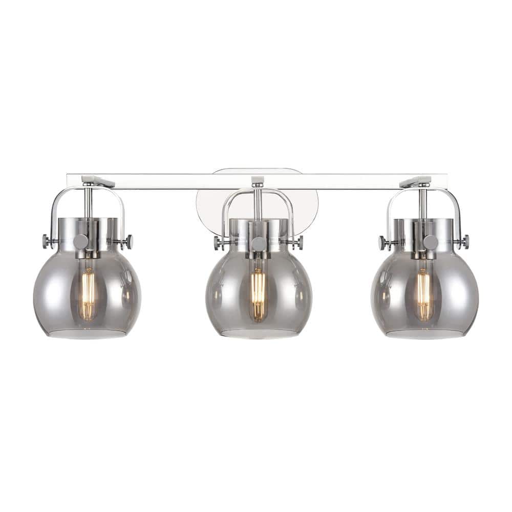 Pilaster II Sphere 26.5 in. 3-Light Polished Chrome Vanity Light with Black Glass Shade price history on PriceWatchPro