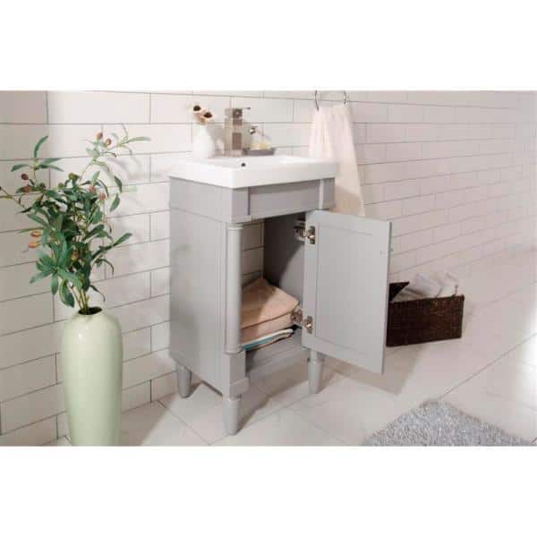 Gray Poplar and MDF Freestanding 18" Sink Vanity