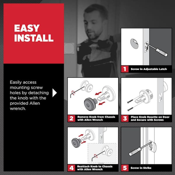Kwikset Sora Matte Black Keyed Entry 2.19 in. Round Door Knob