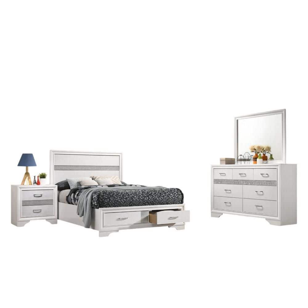 Vino 4-Piece White Full Wood Bedroom Set price history on PriceWatchPro