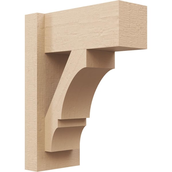 Ekena Millwork 6 in. x 16 in. x 12 in. Balboa Block Rough Cedar Woodgrain Timberthane Polyurethane Outlooker, Primed Tan
