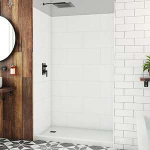 DreamStone 50 in. W x 84 in. H x 36 in. D 3-Piece Glue Up Traditional Solid Alcove Shower Wall Surround in White