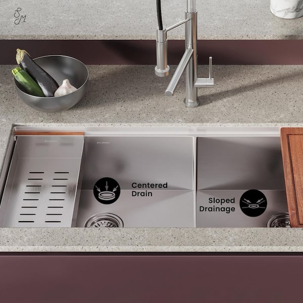 Swiss Madison Rivage Stainless Steel 45 in. Double Bowl Undermount