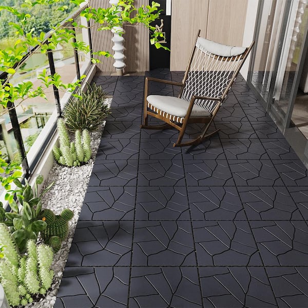YOFE 1 ft. x 1 ft. All-Weather Outdoor Plastic Composite Interlocking Deck Tiles in Gray, Garage Floor Tiles(12 per Case)