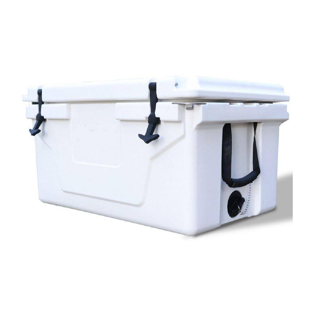 65 qt. White Outdoor Portable Plastic Insulated Cooler Box with