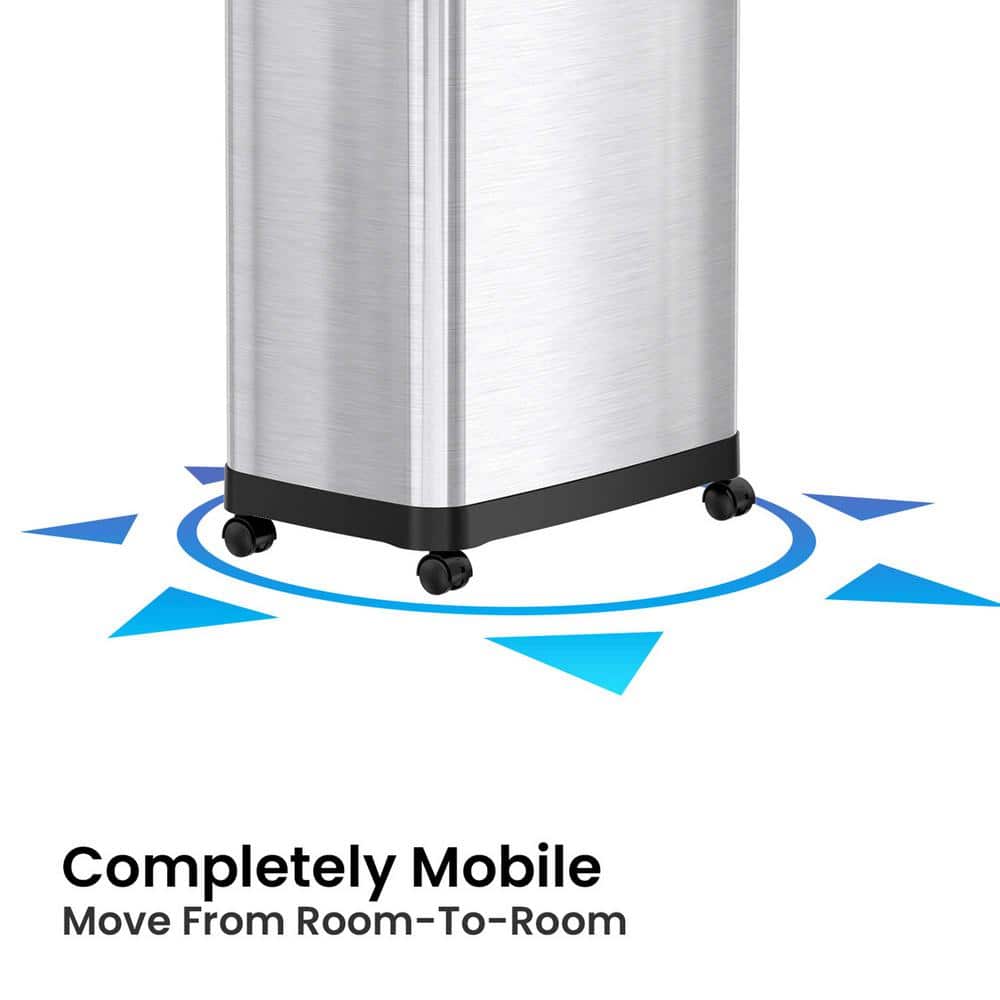 18 Gallon Brushed Stainless Steel Dual Push Lid Trash Can with Wheels