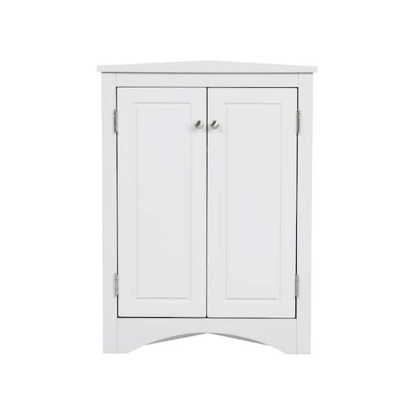 Unbranded Triangle 17.2 in. W x 17.2 in. D x 31.5 in. H MDF Board White Linen Cabinet Storage Cabinet with Adjustable Shelves
