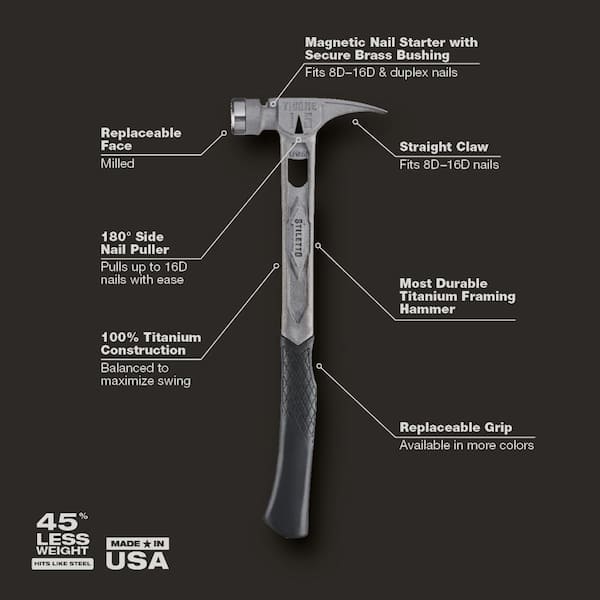15 oz. TiBone Milled Face with Curved Handle with 7 in. Carpenter Square with Level (2-Piece)