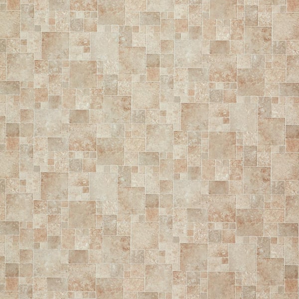 TrafficMaster Sandstone Mosaic Stone Residential Vinyl Sheet Flooring 12 ft. Wide x Cut to Length
