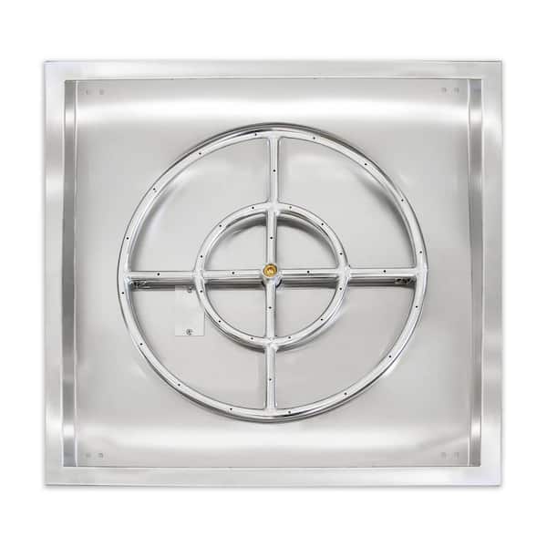 Bluegrass Living 24 Inch Stainless Steel Square Drop-In Fire Pit Burner