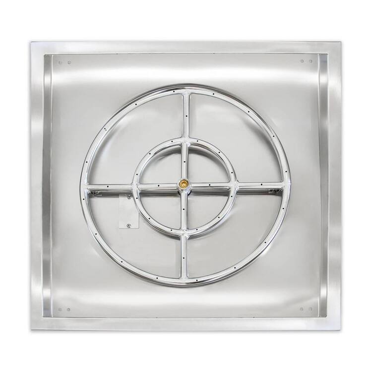 Bluegrass Living 24 Inch Stainless Steel Square Drop-In Fire Pit Burner