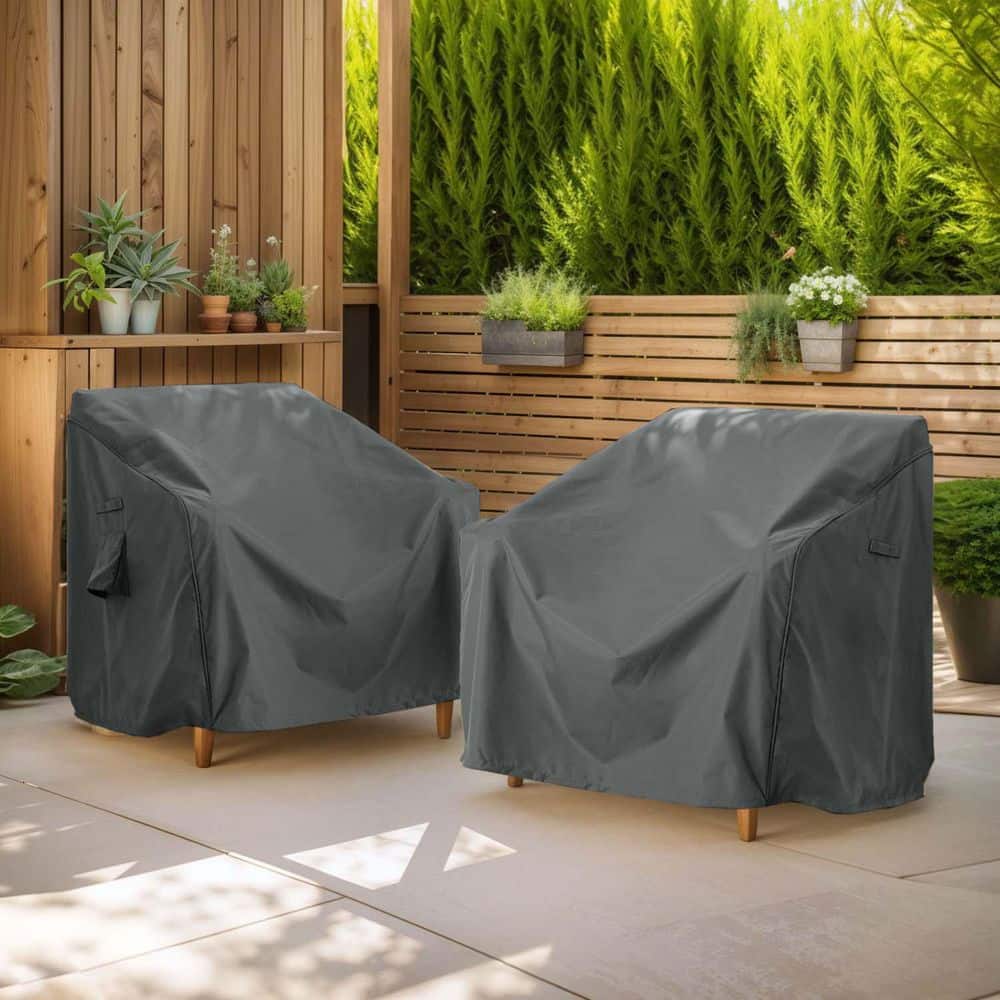 Gray Patio Chair Cover, Outdoor Furniture Cover Waterproof, Patio Furniture