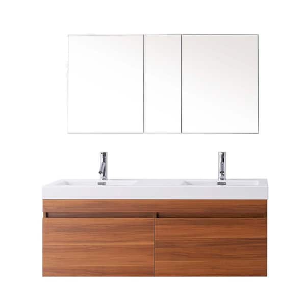Virtu USA Zuri 55 in. W Bath Vanity in Plum with Polymarble Vanity Top in White Polymarble with Square Basin and Faucet