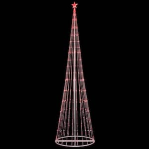 144 in. LED Red Animated Lightshow Cone Tree with 442 Lights and Star