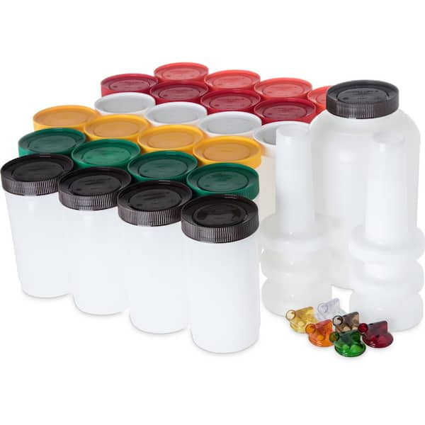 Carlisle Stor 'N Pour Bar Service Pack Complete Set in Assorted Colors with Lids and Spouts