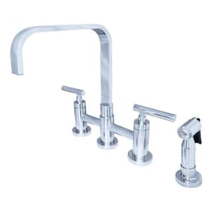 Manhattan 2-Handle Bridge Kitchen Faucet with Side Sprayer in Polished Chrome