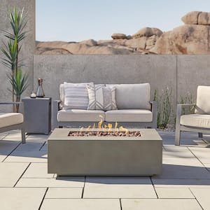 Aegean 42 in. x 13 in. Rectangle Steel Propane Gas Fire Pit Table in Mist Gray with NG Conversion Kit
