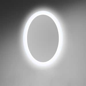20 in. W x 28 in. H Frameless Oval Anti-Fog Brightness Memory LED Bathroom Vanity Mirror in Silver
