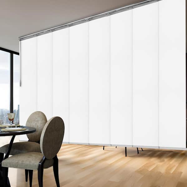 EMOH Alabaster 130 in. - 175 in. W x 116 in. L Adjustable 8-Panel Satin Nickel Double Rail Panel Track with 23.5 in. Slates