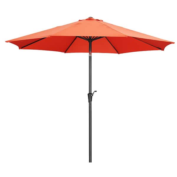 OVASTLKUY 11 ft. Market Outdoor Patio Umbrella with Push Button Tilt and Crank in Orange