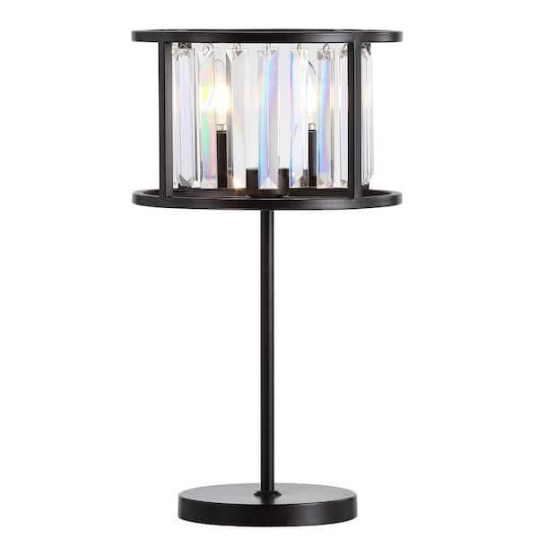Bevin 21.5 in. Oil Rubbed Bronze/Crystal Metal/Crystal Round LED Table Lamp