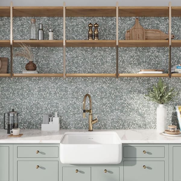 Zenith 4 in. x 5 in. Matte Sage Green Porcelain Hexagon Wall and Floor Tile Sample