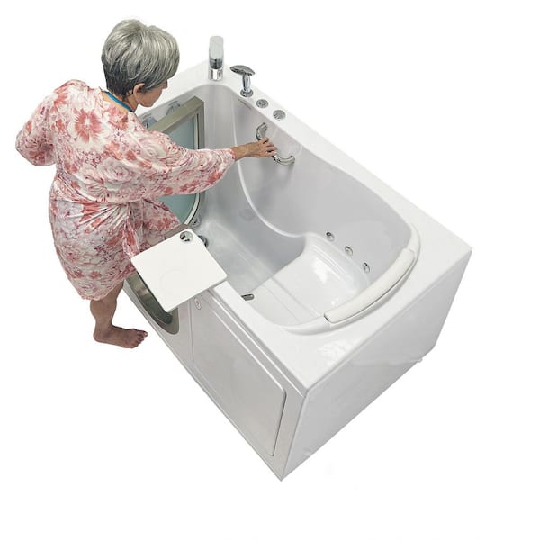 Royal 52 in. Acrylic Walk-In Whirlpool and MicroBubble Bathtub in White, Fast Fill Faucet, Heated Seat, LHS Dual Drain
