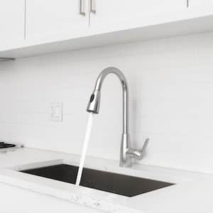 Single-Handle Pull Down Sprayer Kitchen Faucet with Dual Function in Brushed Nickel