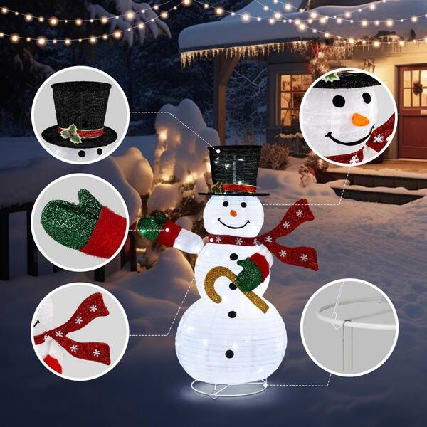 Karl home 48 in. White Christmas Snowman Decor with Lights