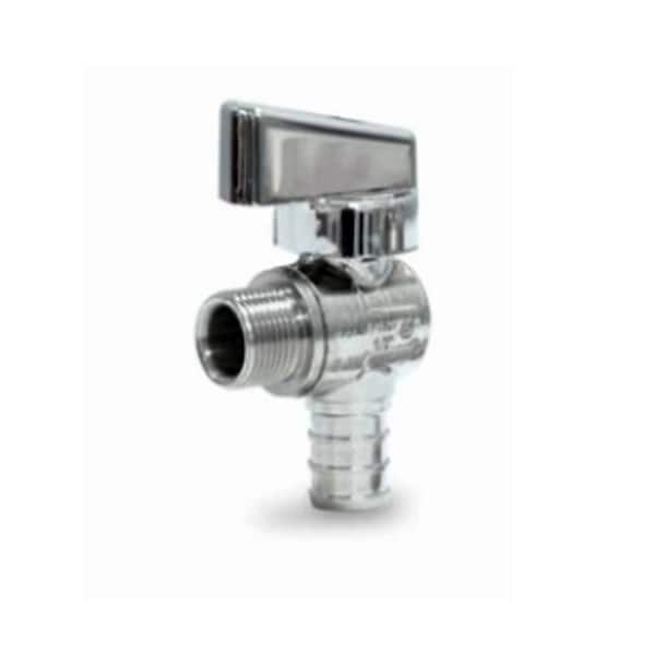 PLUMBFLEX 1/2 in. F1960 PEX x 1/4 in. OD COMP Quarter Turn Angle Compact Supply Stop Valve Lead Free Chrome Plated Brass