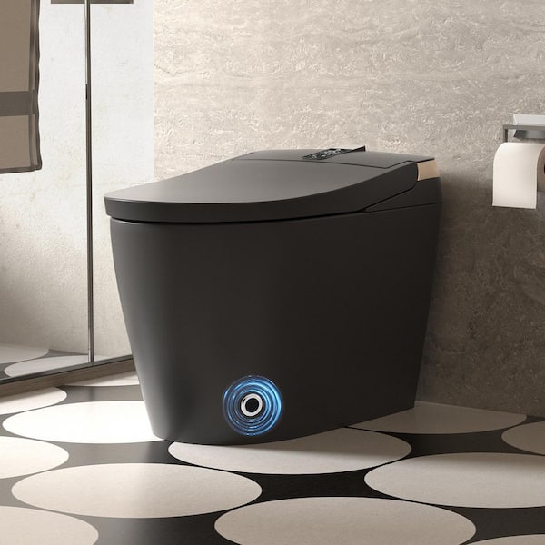 Smart Bidet Toilets in Matte Black with Auto Open/Close Cover,Heated Seat,Front/Rear Wash,Warm Air Dryer,Remote Control