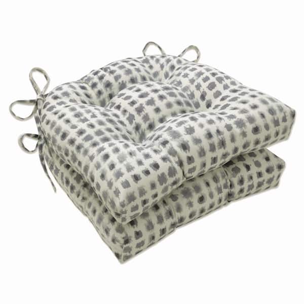 Pillow Perfect 16 x 15.5 Outdoor Dining Chair Cushion in Grey/Ivory (Set of 2)