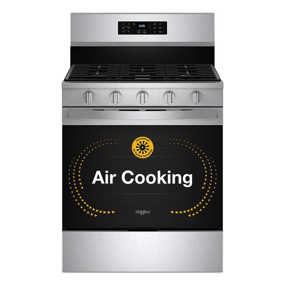 30 in. 5 Burners Freestanding Gas Range in Fingerprint Resistant Stainless Steel with Air Cooking Technology