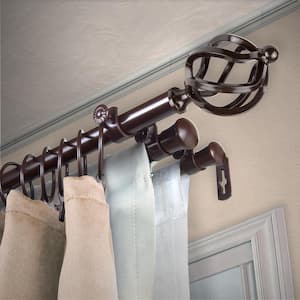 13/16" Dia Adjustable 66" to 120" Triple Curtain Rod in Cocoa with Bianca Finials