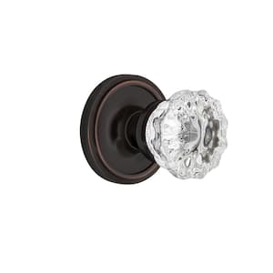 Classic Rosette Interior Mortise Crystal Glass Door Knob in Timeless Bronze