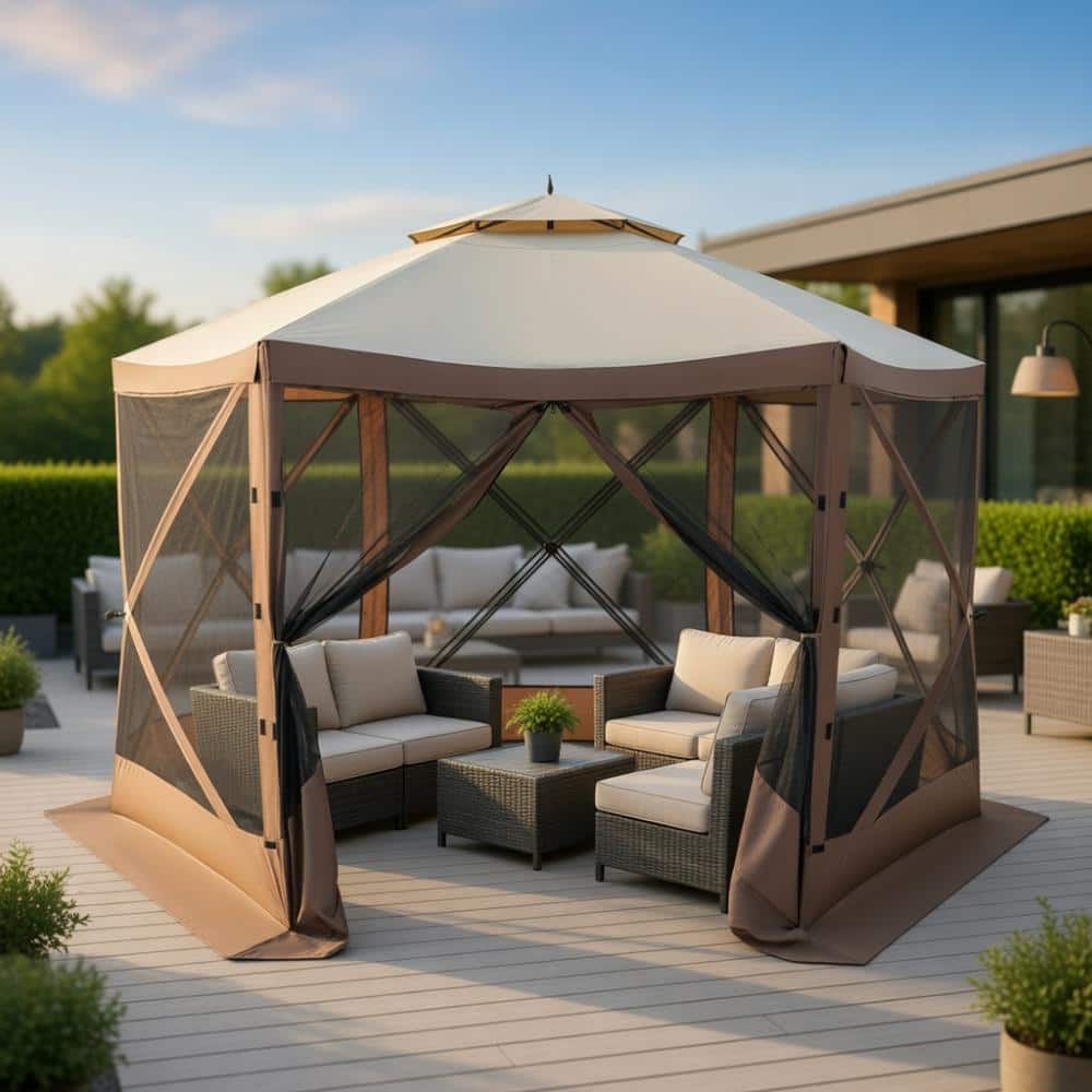 11.5ft 6-sided pop-up gazebo with mesh walls, UV-resistant fabric and instant setup price history on PriceWatchPro