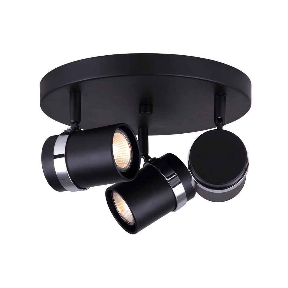 CANARM Adelaide 0.81 ft. 3Light Black and Chrome Halogen Track