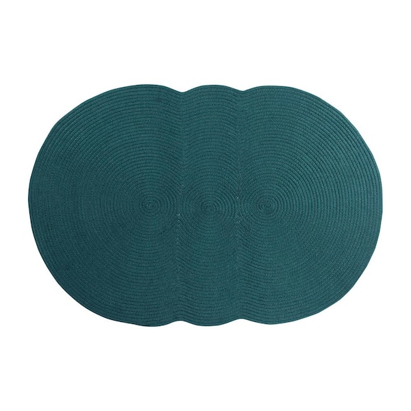 Better Trends Country Braid Collection Hunter Solid 40" x 60" Tri-Circle 100% Polypropylene Reversible Solid Area Rug