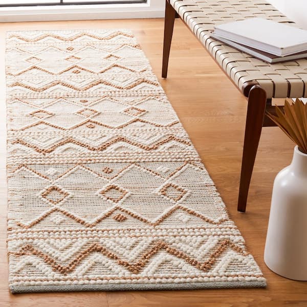 Natura 2 ft. x 8 ft. Natural/Ivory Chevron Striped Runner Rug