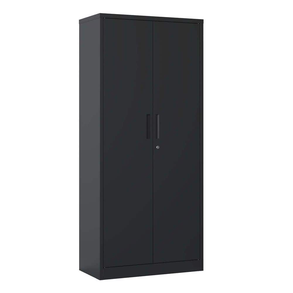 KABAブラック38 Kahomvis Black 71 in. H Metal Office Storage Cabinet Steel Locking