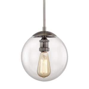 9 in. 1-Light Historic Nickel Globe Pendant with Vintage Bulb Included